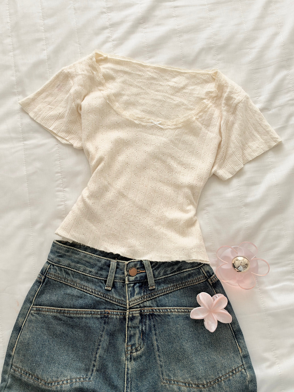 Cream lace top