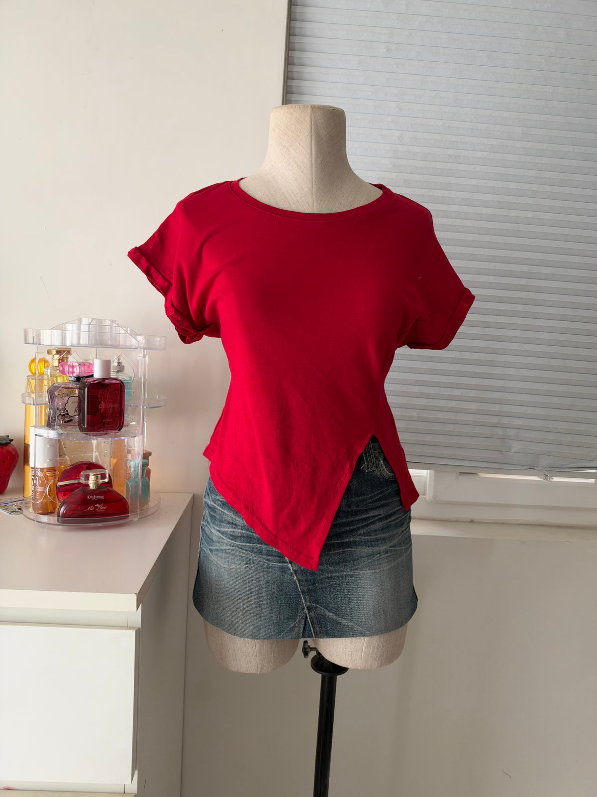 Red back tie top