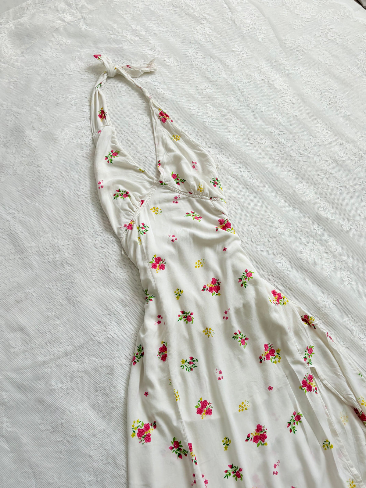 Floral halter slit dress