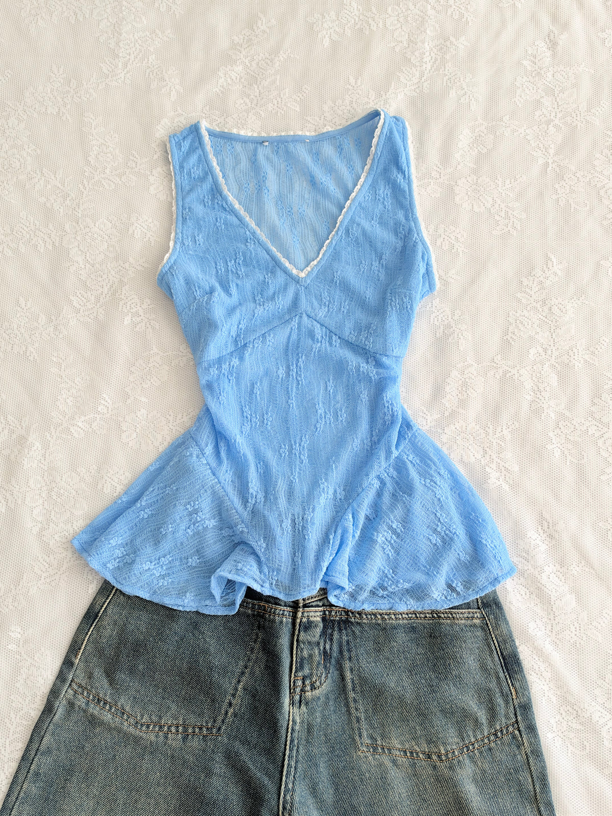 Blue lace top