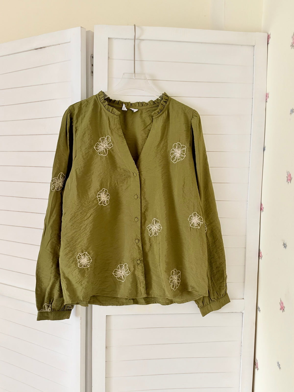 Green embroidered shirt