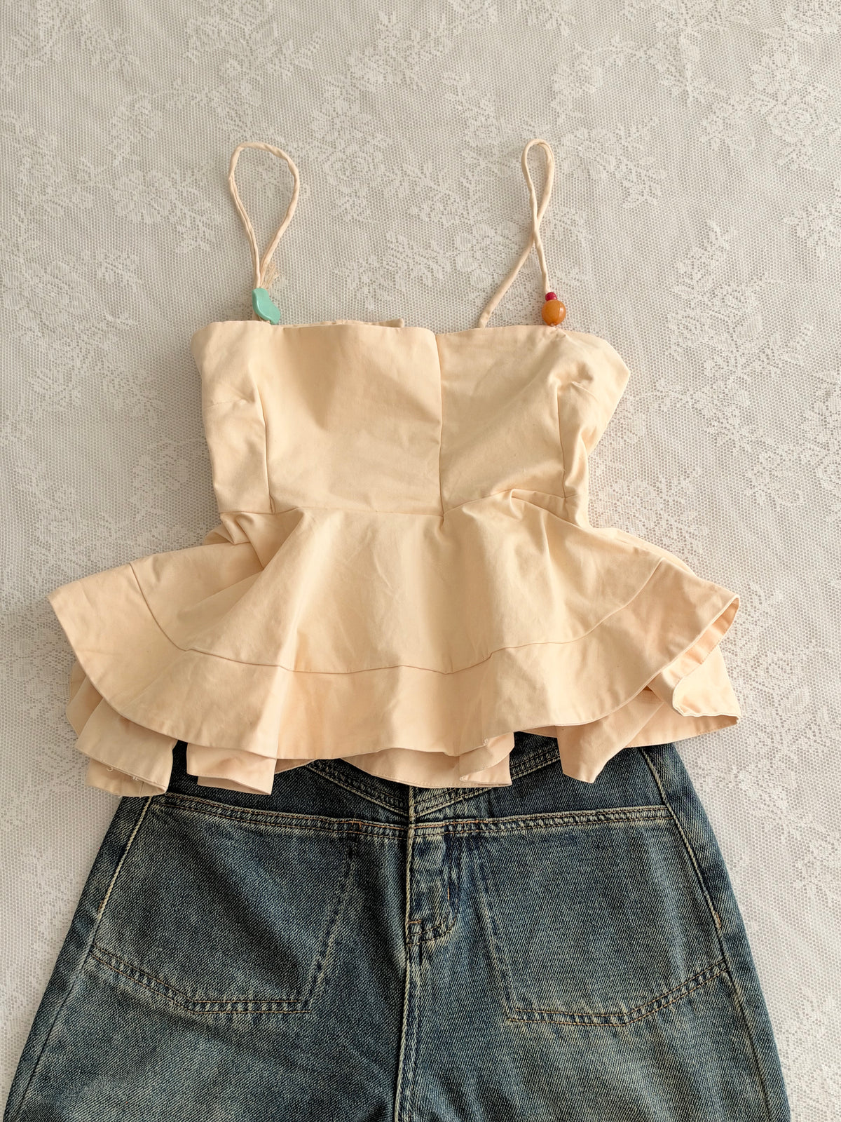 Cream beaded top