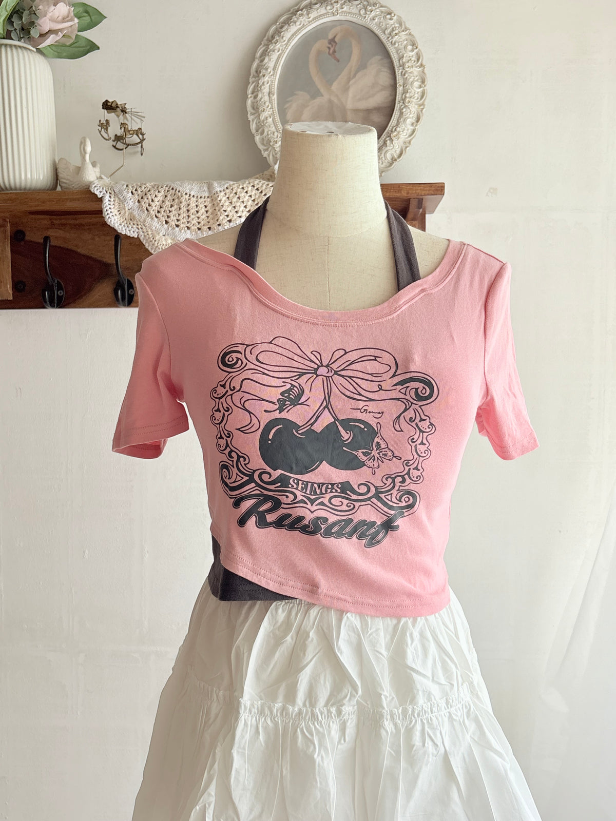 Pink grey halter