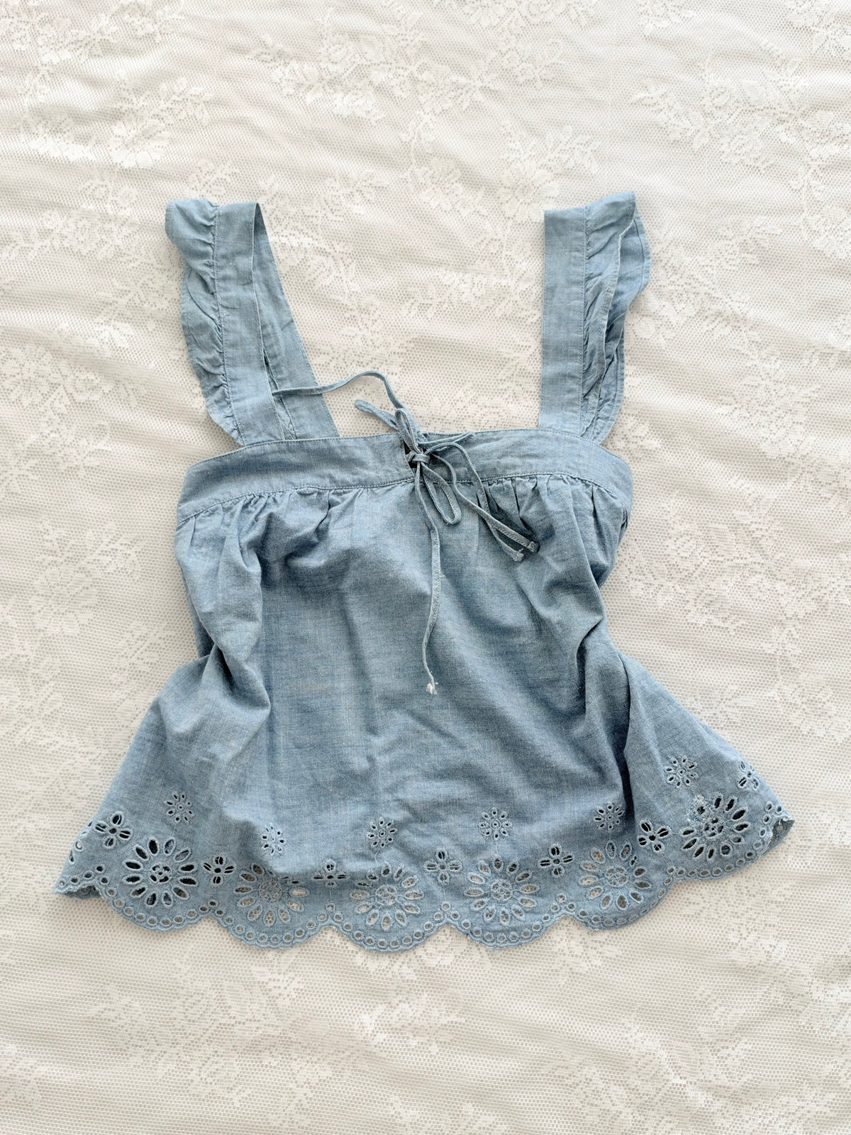 Blue eyelet top