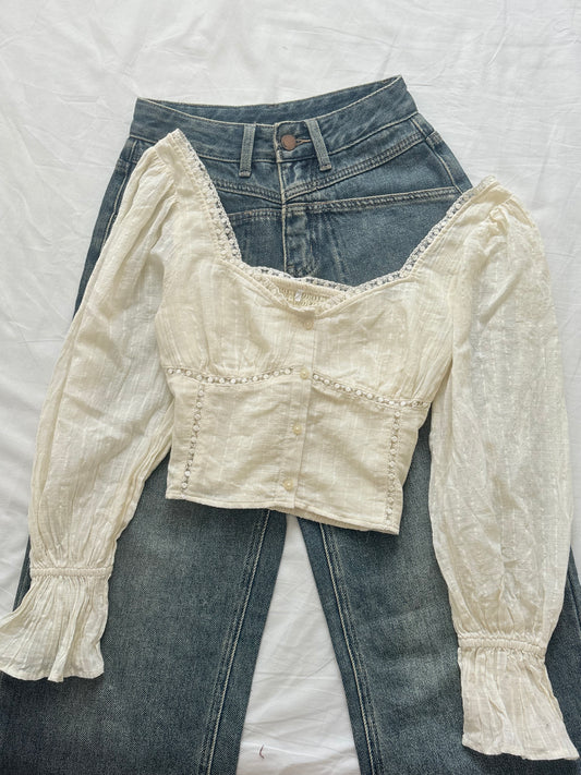 Cream lace top
