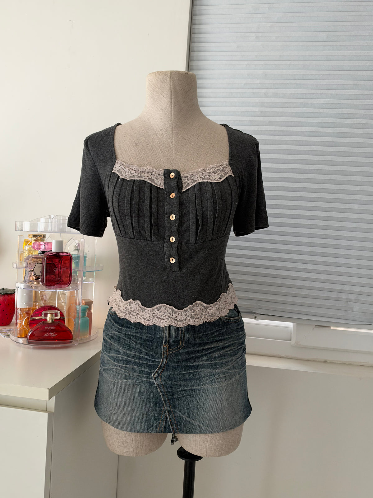 Grey lace top