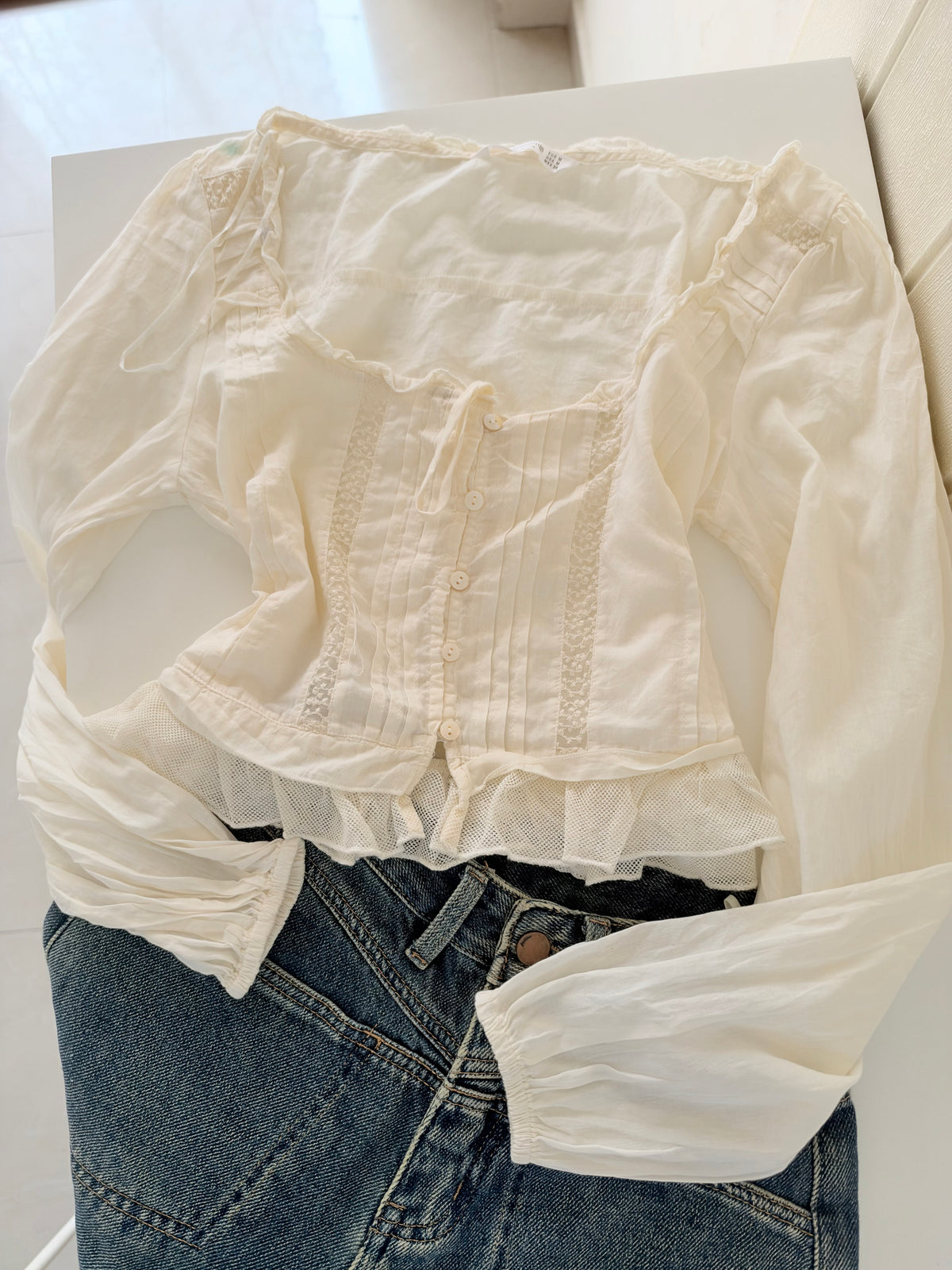 Cream full sleeves top