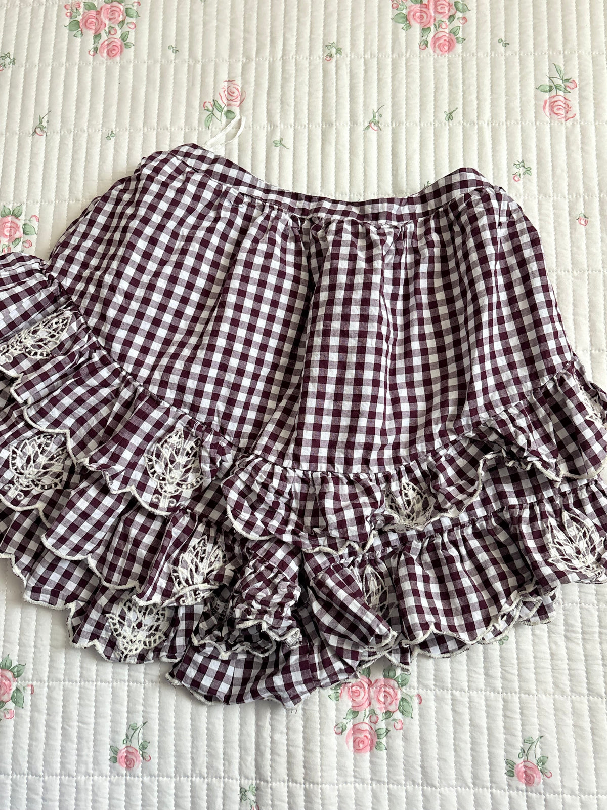 Maroon gingham set