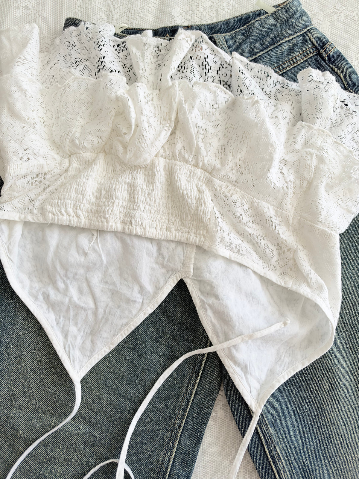 White lace tie top