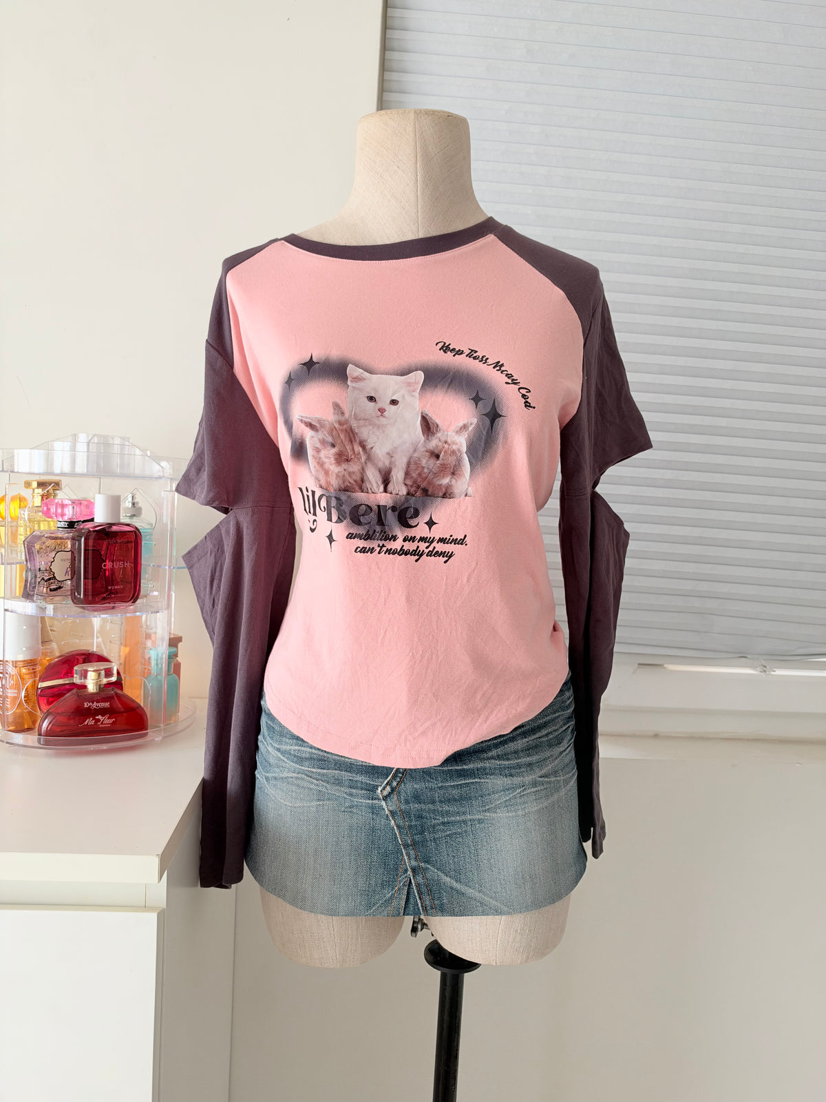 Pink kitten tee