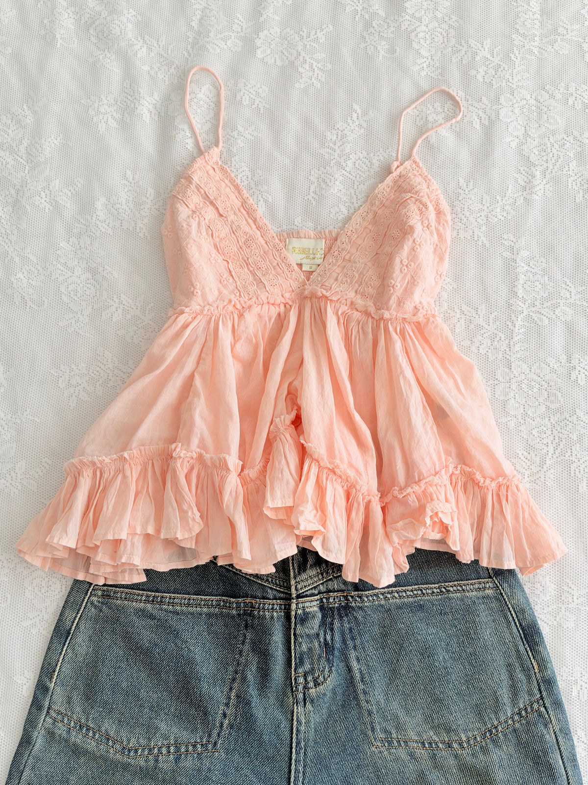 Peach frill top