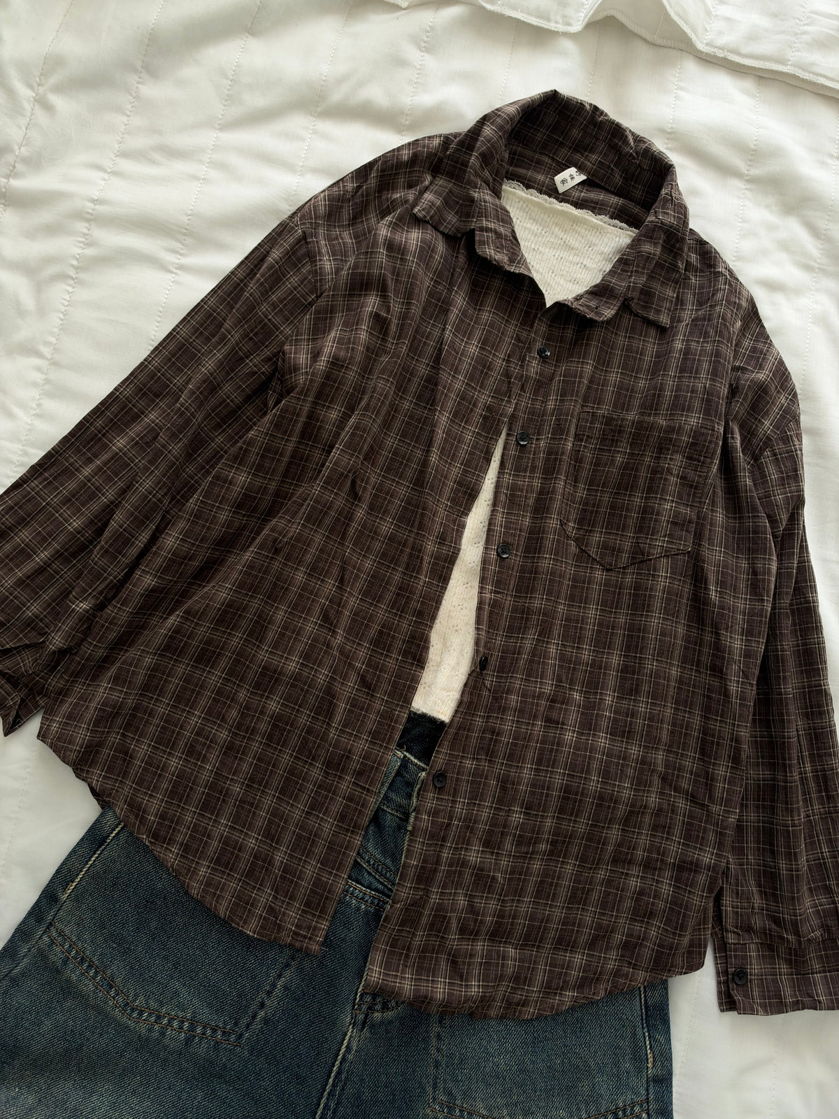 Brown plaid oversized shirt
