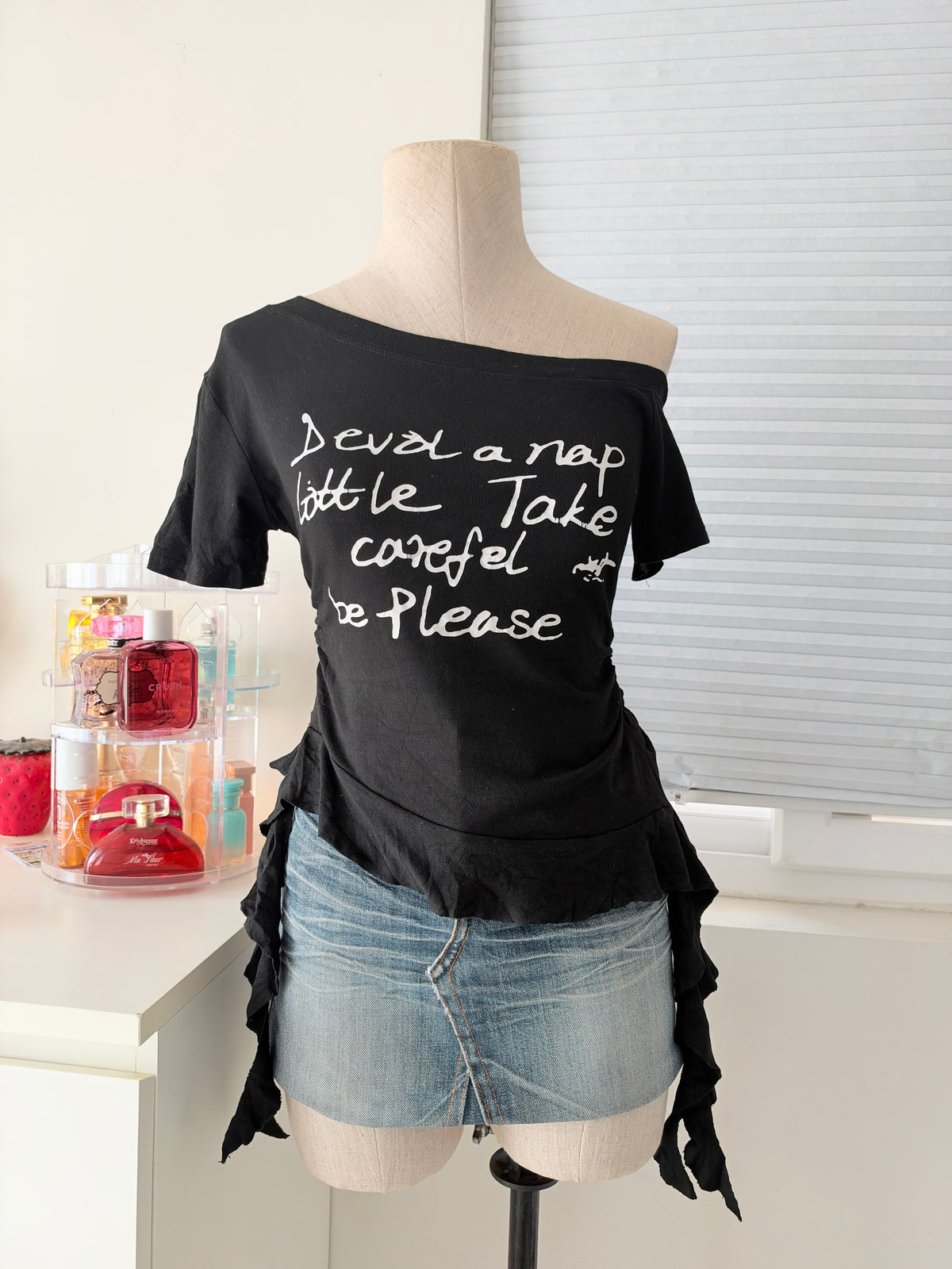 Black ruffle top