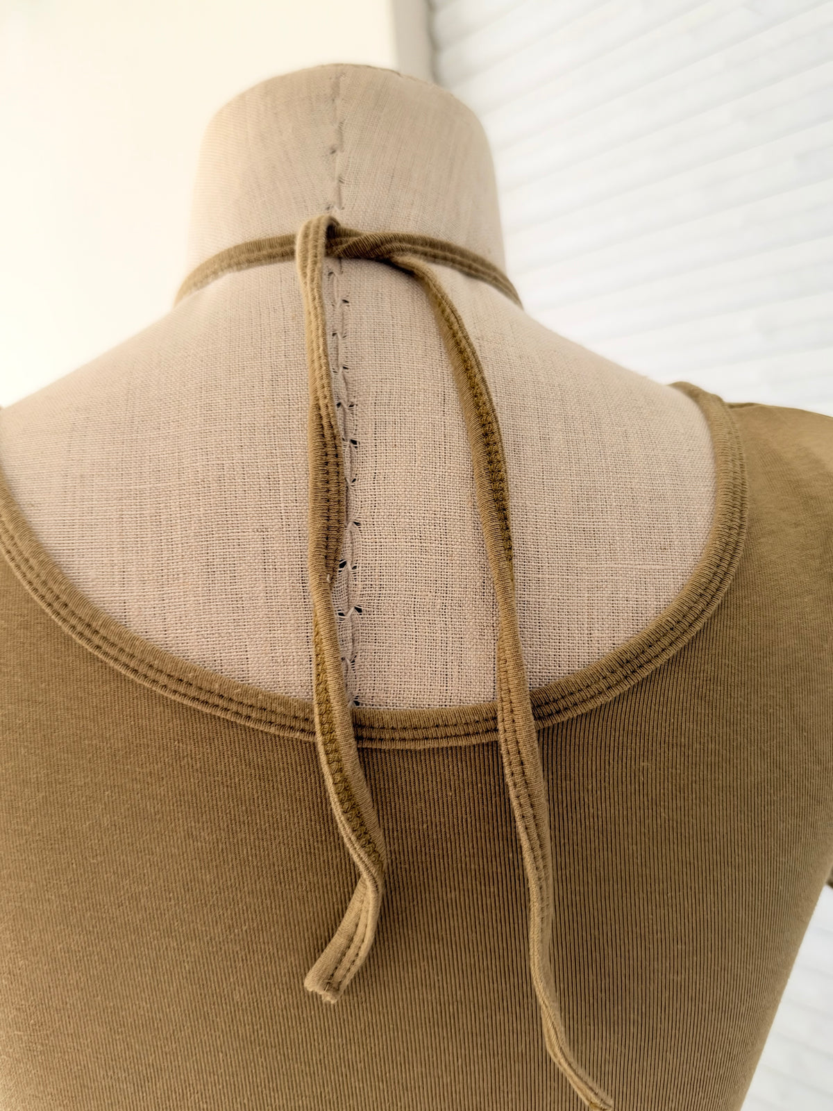 Olive back tie top