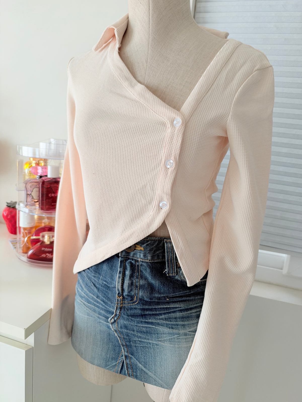 Cream side buttoned top