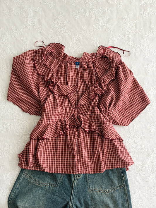Red plaid top
