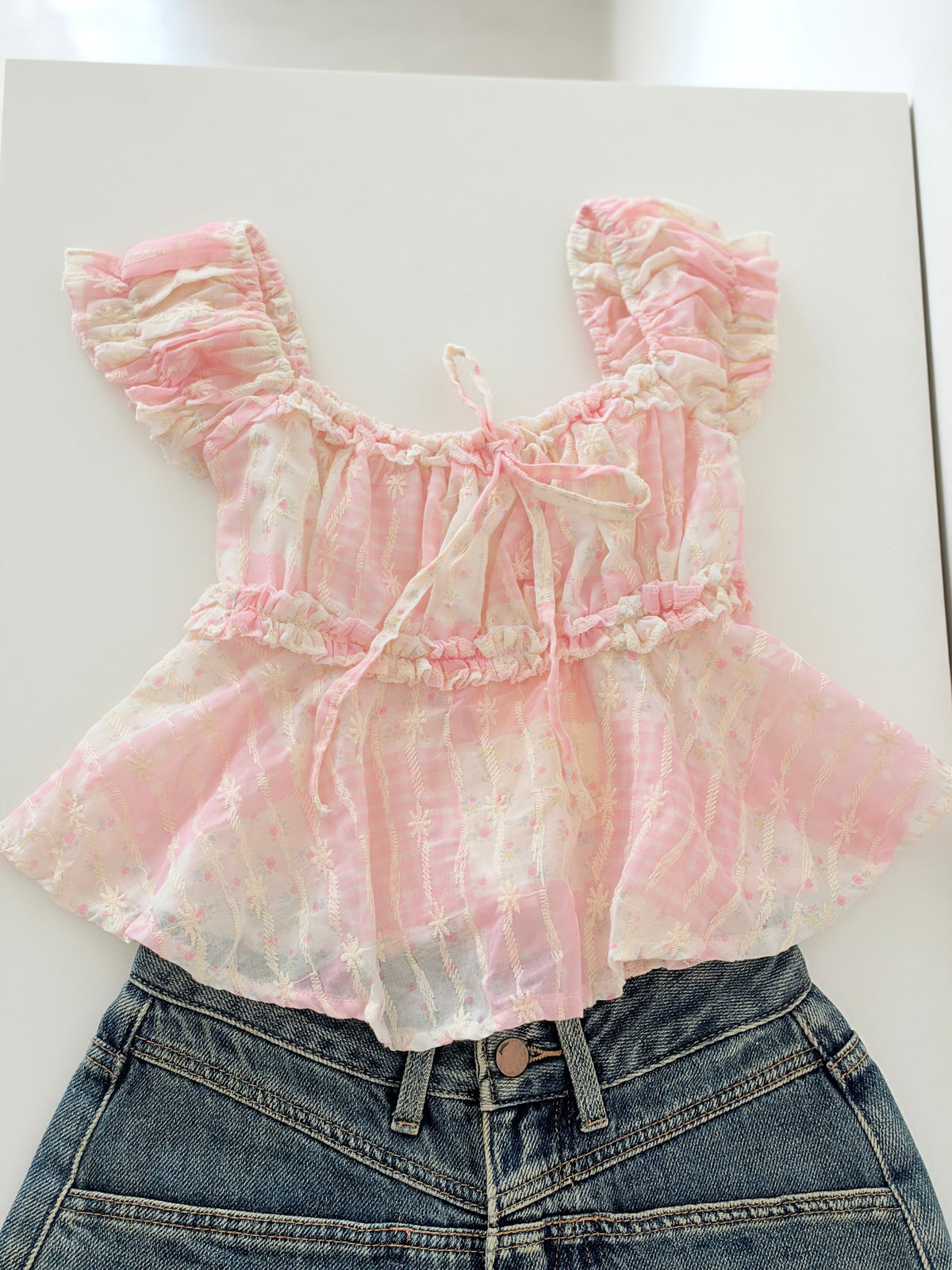 Pink embroidered top
