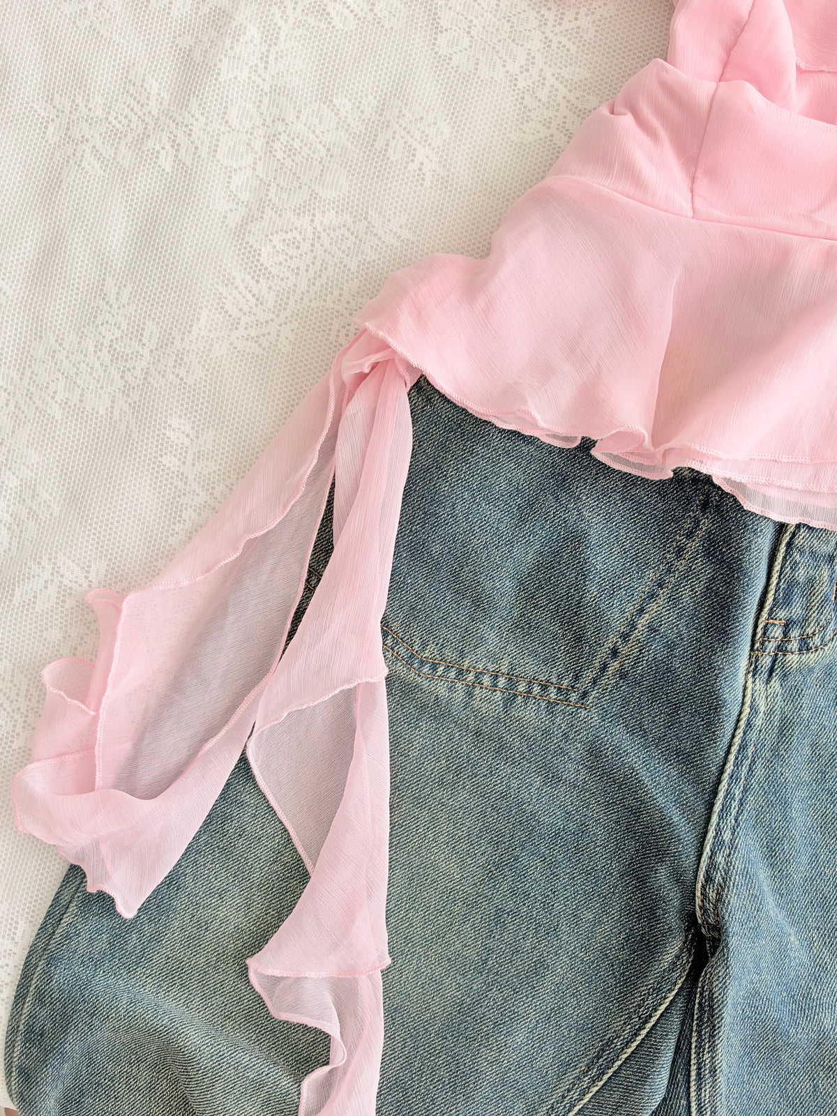 Pink ruffle top