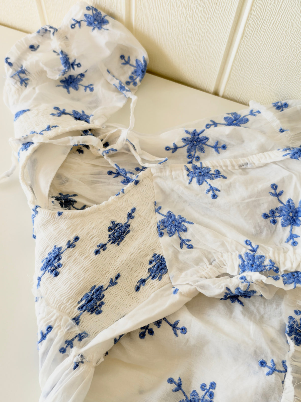 Blue embroidered top