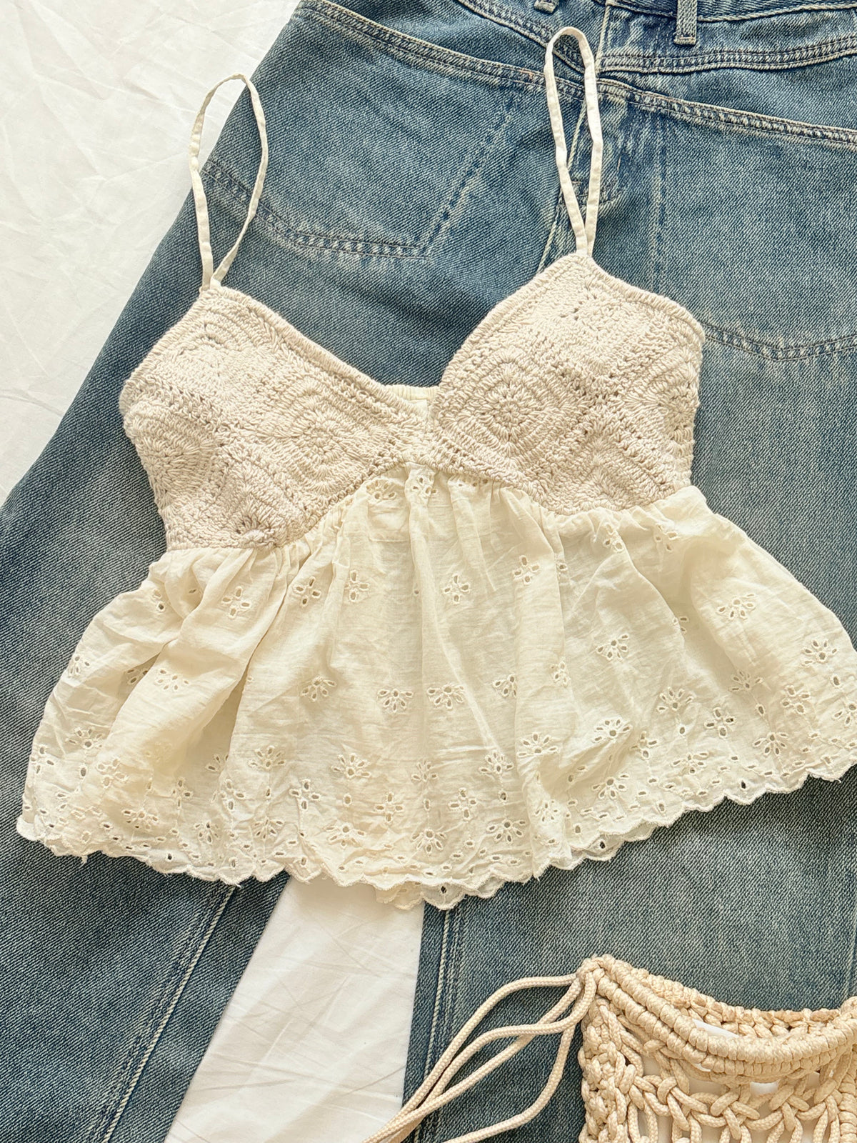 Cream crochet top