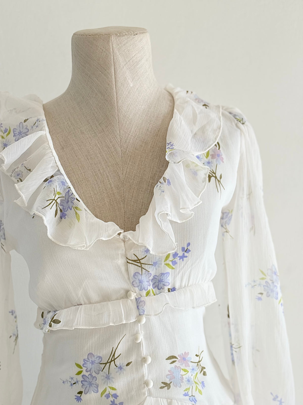 White blue floral dress
