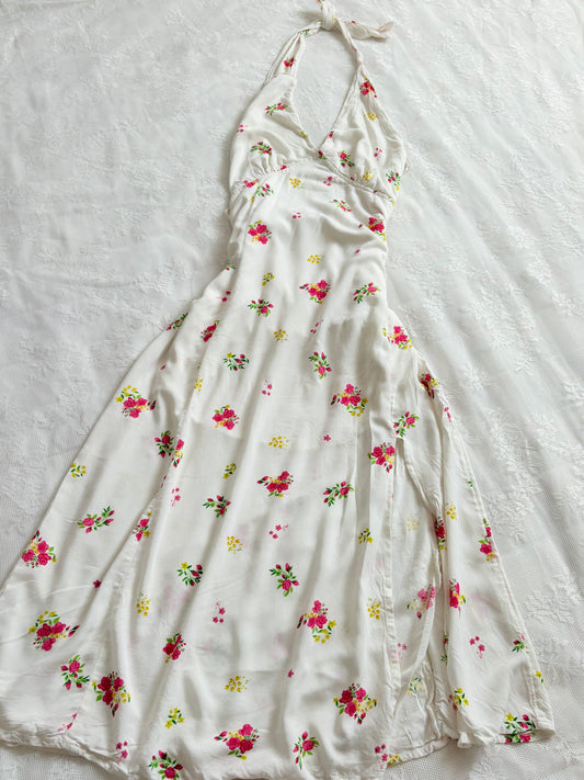 Floral halter slit dress